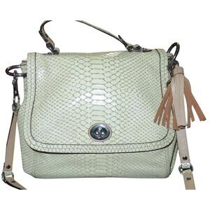 Coach Park Exotic Python Leather Flap Turnlock Crossbody Handbag 24392 In Cream